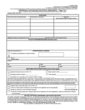 Provisional Patent Application Cover Sheet