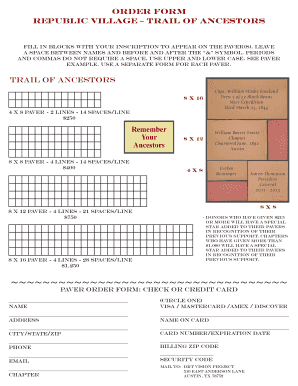 Republic Village Paver Order Form - The Daughters of the Republic ... - drtinfo