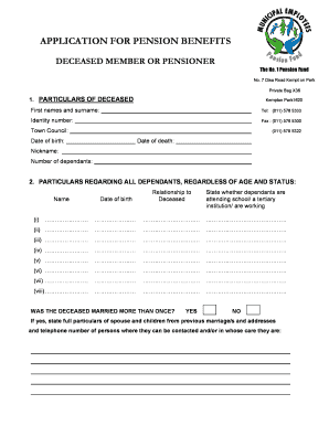 Application for Pension Benefits