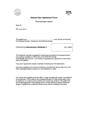Shared Care Agreement Form