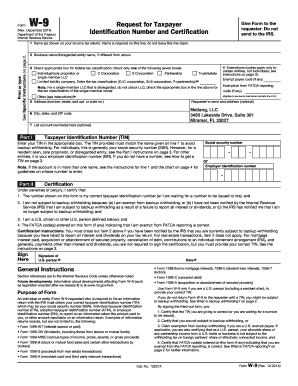 IRS Form W-9 Request for Taxpayer Identification Number and Certification