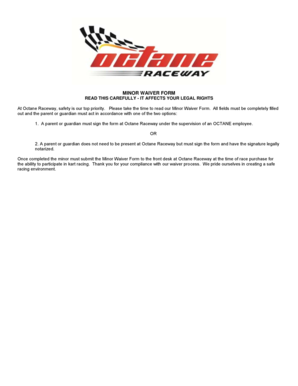Minor Waiver Form for Kart Racing