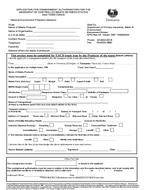 Consignment Authorisation for Controlled Waste Transport