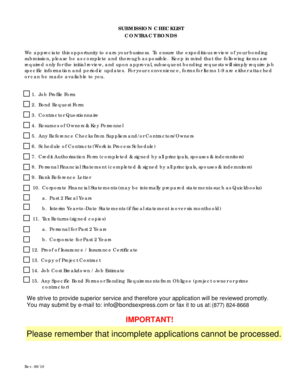 Contractor Bond Application Form