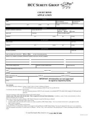 Civil Bond Indemnity Agreement