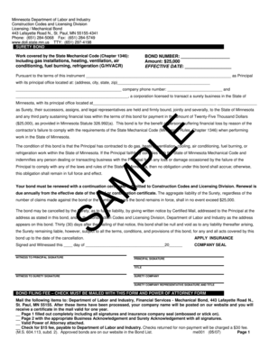 Minnesota Mechanical Bond Form