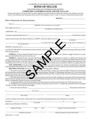 California Seller Bond Form