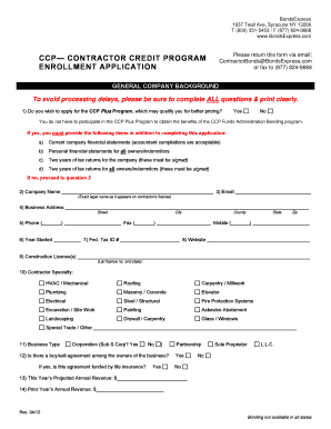 Contractor Credit Program Enrollment Application