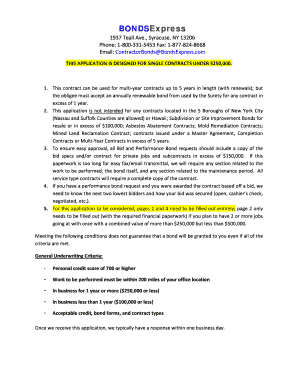 Contractor Bond Application Form