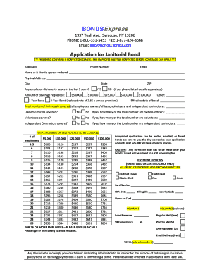Application for Janitorial Bond