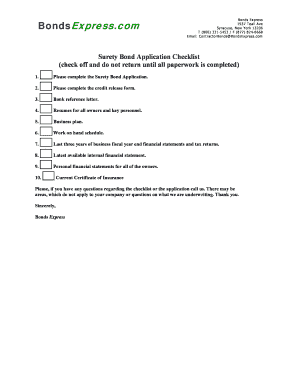 Contractor's Questionnaire for Surety Bonding