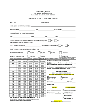 Janitorial Services Bond Application