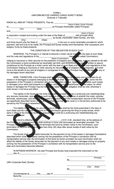 Uniform Motor Carrier Cargo Surety Bond