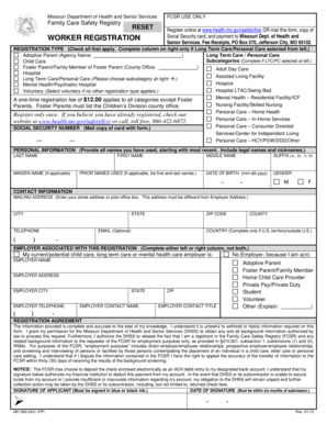 Missouri Family Care Safety Registry Worker Registration Form