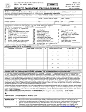 Missouri Employer Background Screening Request