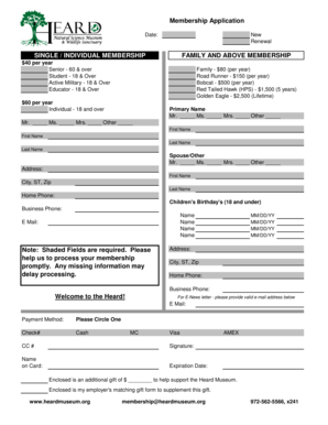 Heard Museum Membership Application