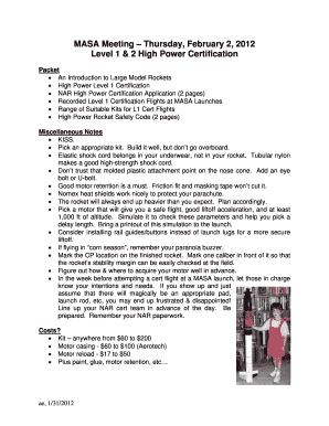 NAR High Power Certification Application