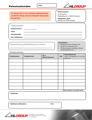 Product Return Form