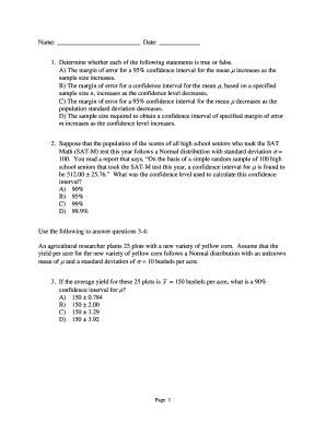 Statistics Exam Form