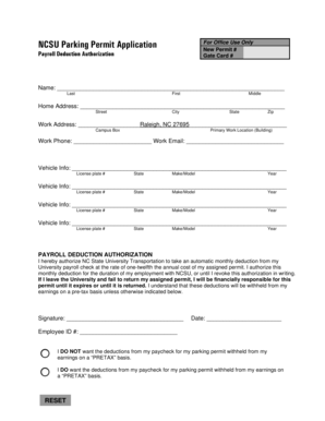 NCSU Parking Permit Application