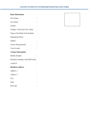 Online Student Internship Registration Form