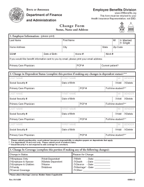 Arkansas Employee Benefits Change Form