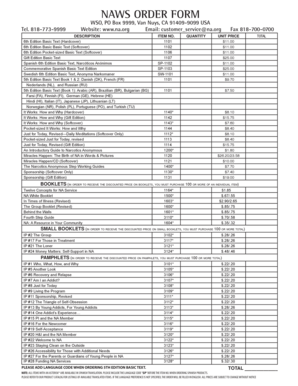 Narcotics Anonymous Order Form