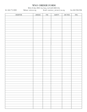 WSO Order Form