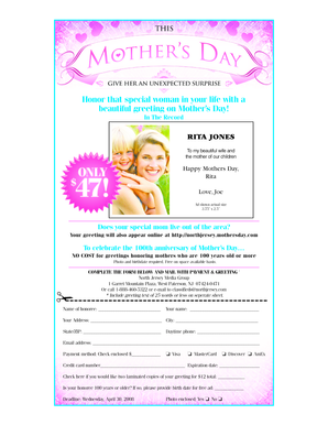 Mother's Day Greeting Form