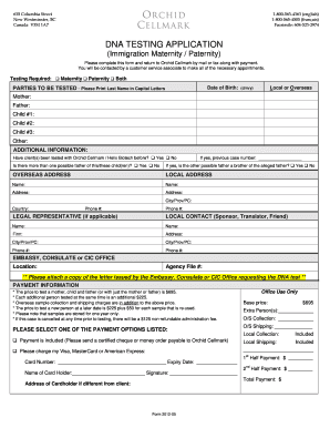 DNA Testing Application Form