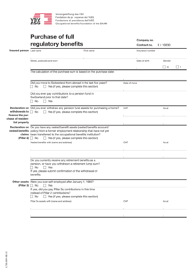 Swiss Pension Fund Purchase Form