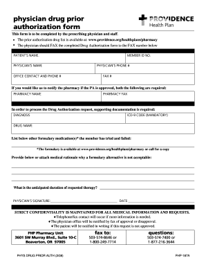 Physician Drug Prior Authorization Form