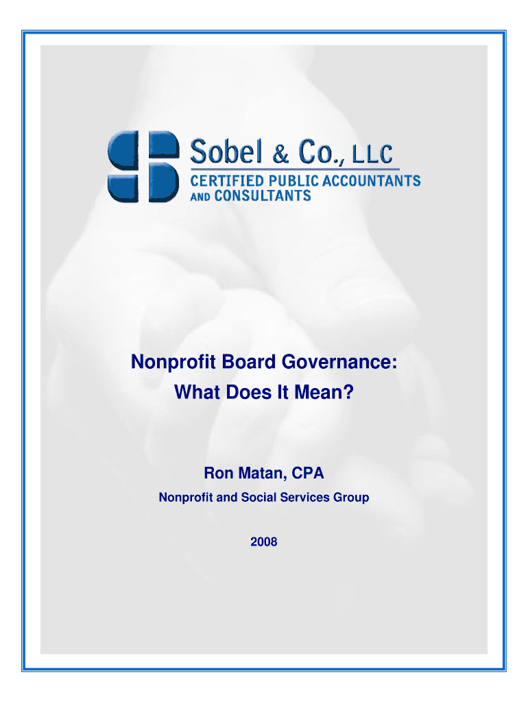 Fillable Online Nonprofit Board Governance Fax Email Print pdfFiller