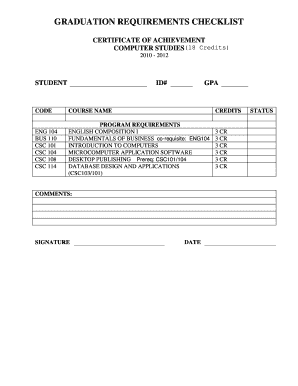 Graduation Requirements Checklist