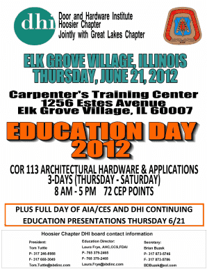 Fillable Online Dhi 2012 1day Education Registratio Door And