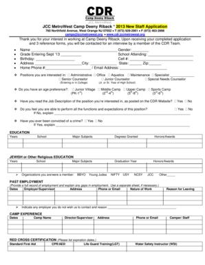 13 new staff application - cdr jccmetrowest