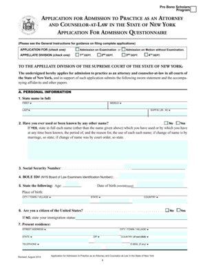 New York Attorney Admission Application
