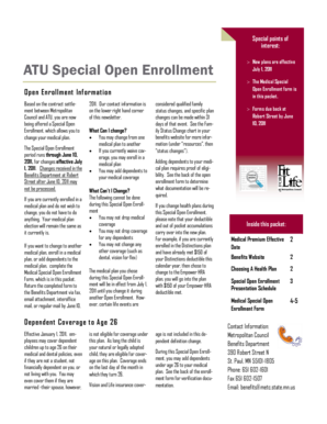 ATU Medical Special Open Enrollment Form