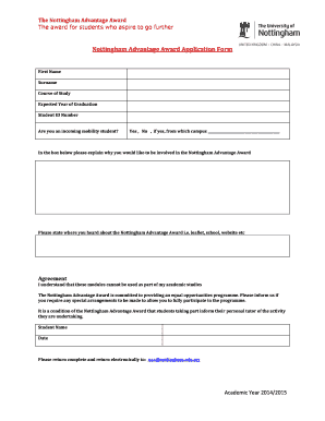 Nottingham Advantage Award Application Form