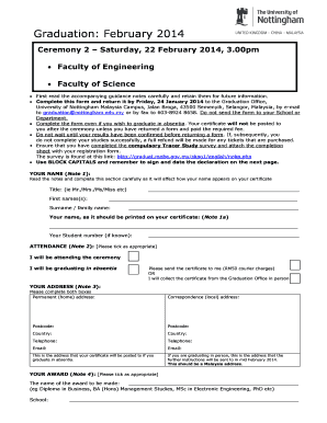 University of Nottingham Malaysia Graduation Registration Form