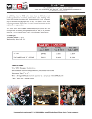 Winter Music Conference Exhibitor Registration Form