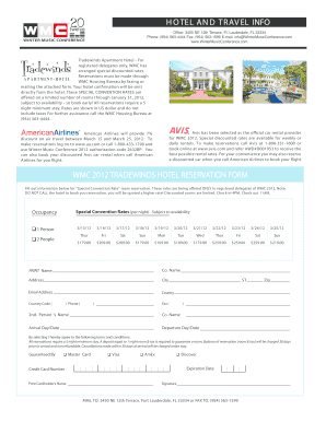 WMC 2012 Tradewinds Hotel Reservation Form