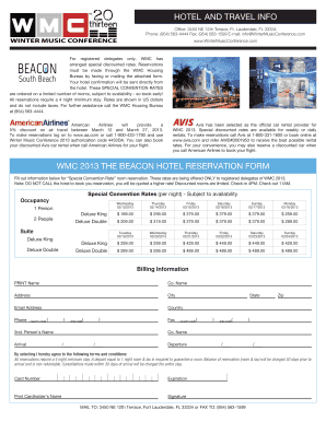 WMC 2013 Hotel Reservation Form