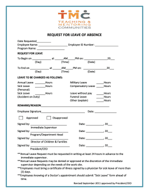 Request for Leave of Absence Form