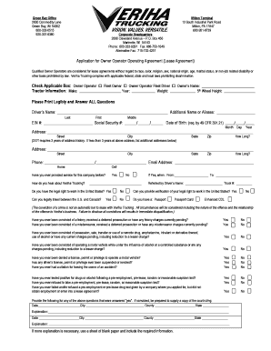 Owner Operator Lease Agreement Application