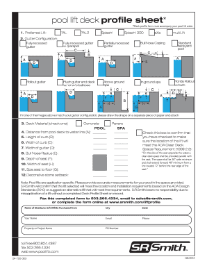 Pool Lift Deck Profile Sheet