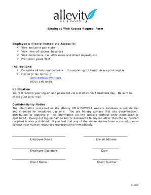 Employee Web Access Request Form