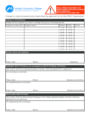 Study Program Change Application Form