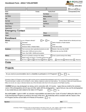 Adult Volunteer Enrollment Form