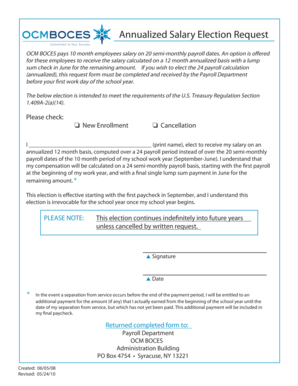 Annualized Salary Election Request Form